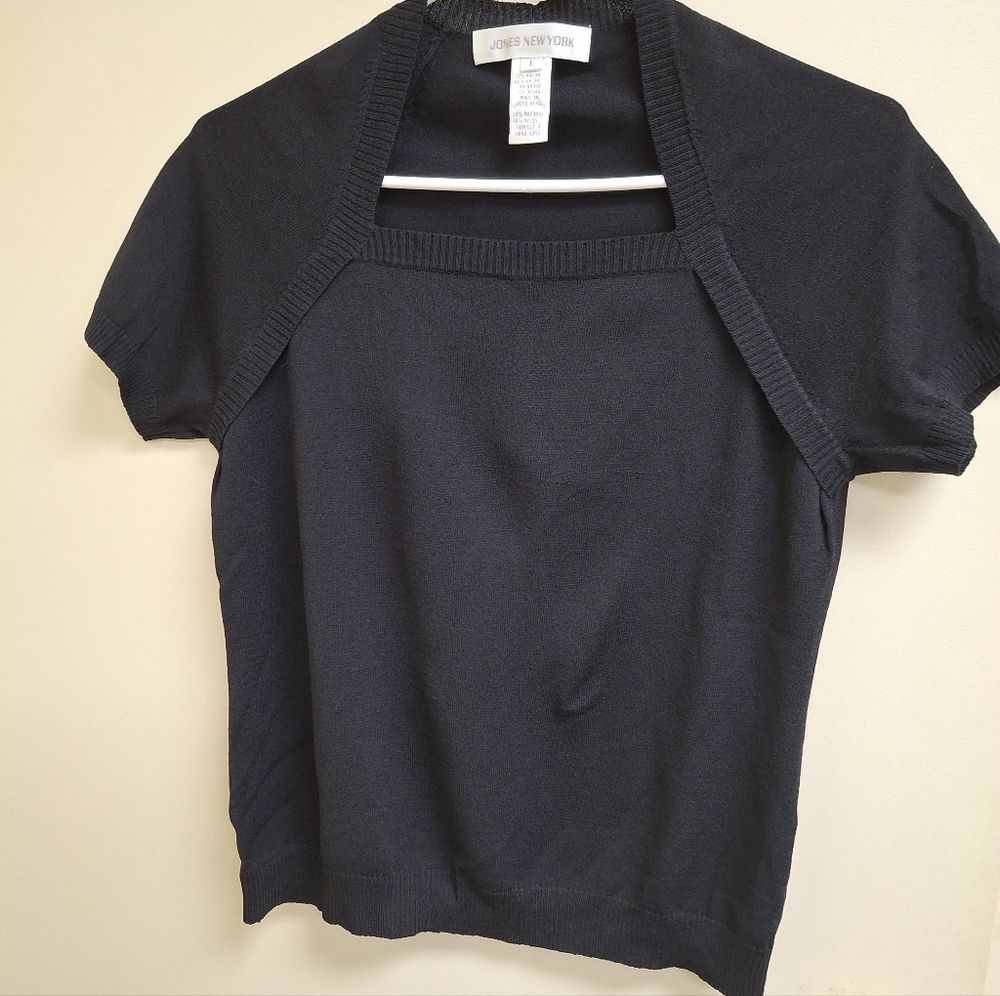Jones New York Black Short Sleeve Top